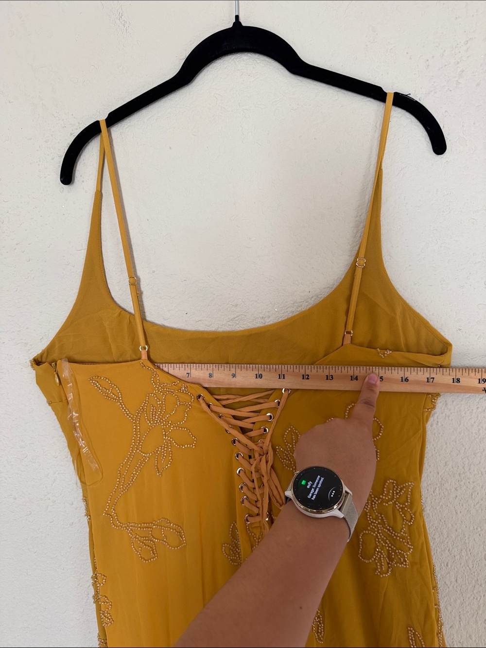 House of CB Rosalia Gold Embellished Hand Beaded Maxi Dress Yellow XL NWOT - Picture 15 of 16